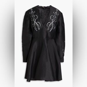 MAJE Studded linen-blend mini dress